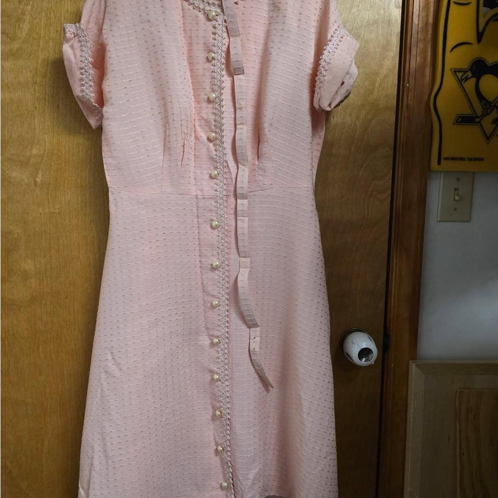 Elegant Pink Button-Down Dress